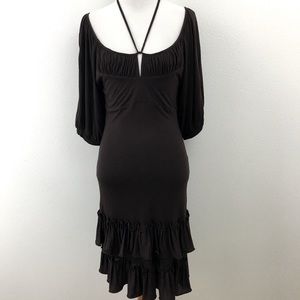 🔴 To The Max | Dark Brown Ruffled Dress